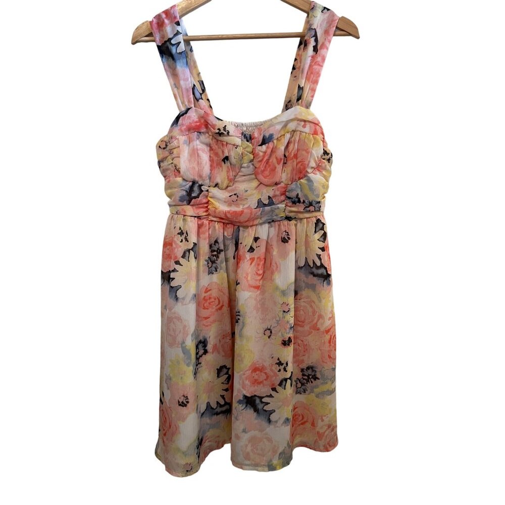 Candie's Floral Mini Sundress Women's Size Large Pink Summer Dress